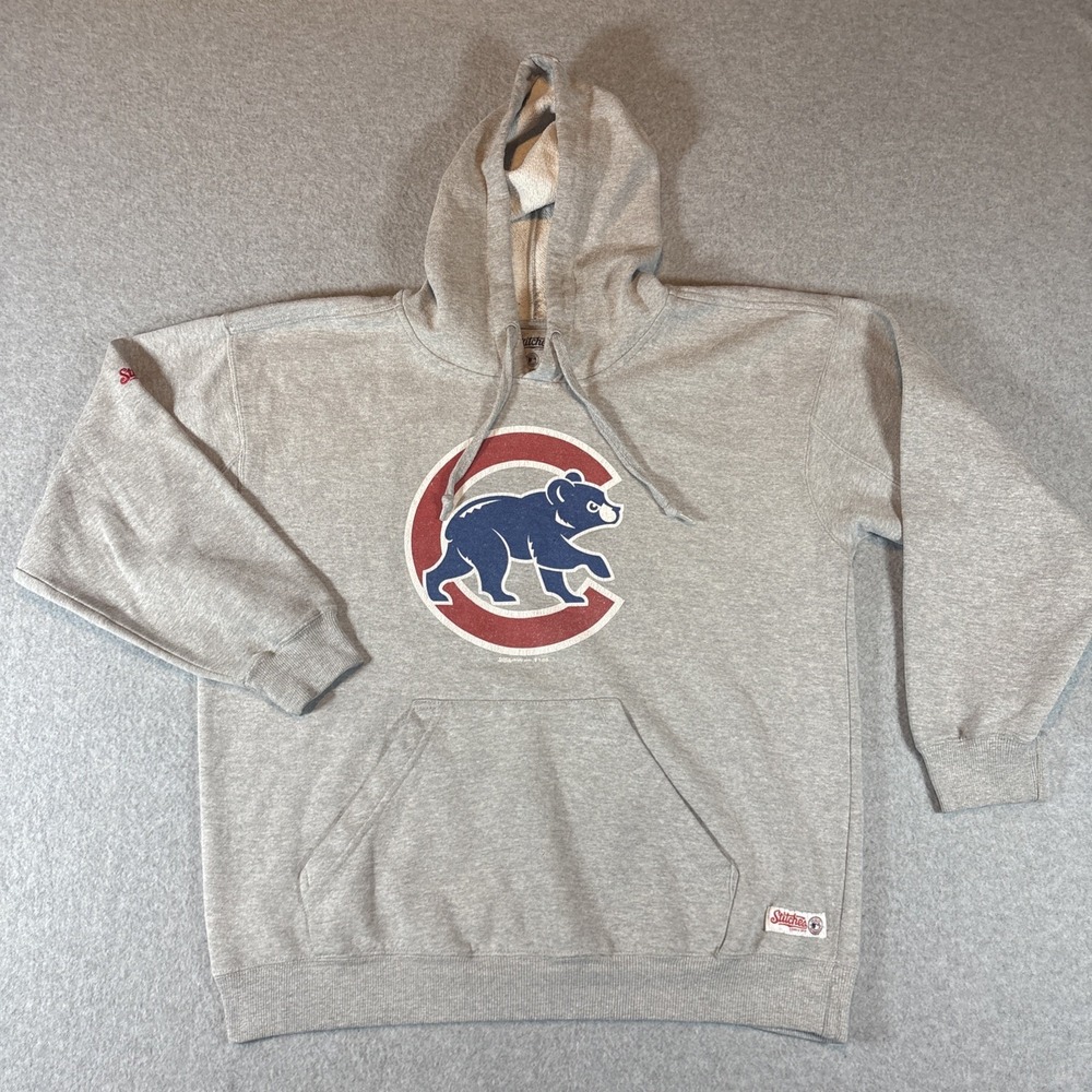 Stitches Chicago Cubs Light Gray Hoodie Men's L Large Logo